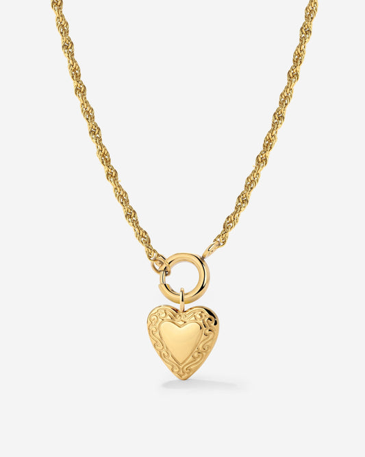 Vintage Heart Rope Chain Collana Set Oro