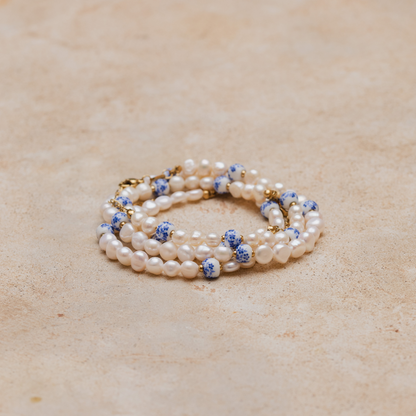 Flower Tile Pearl Bracciale Argento