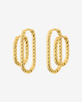 Oval Twisted Hoop Set Oro