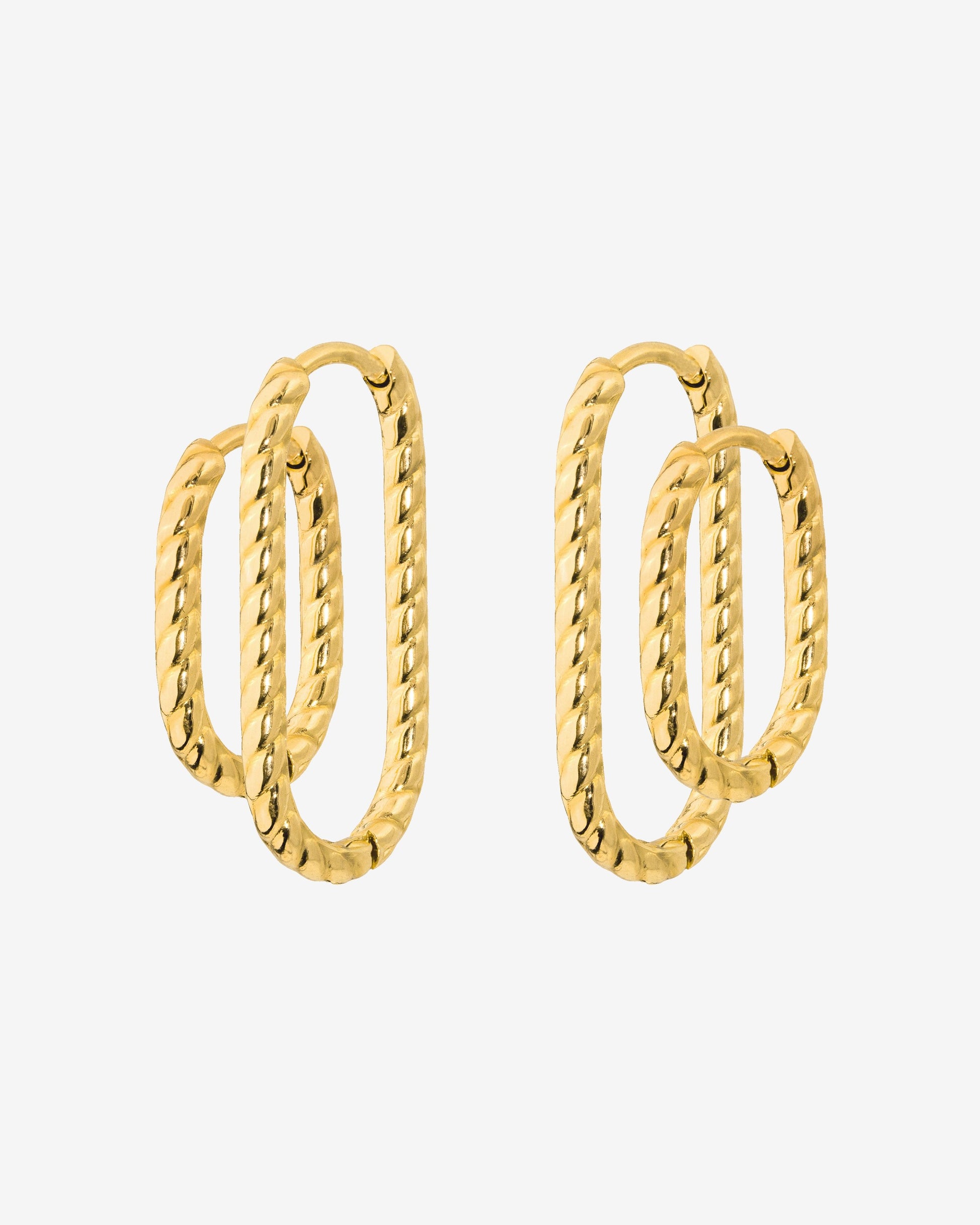 Oval Twisted Hoop Set Oro