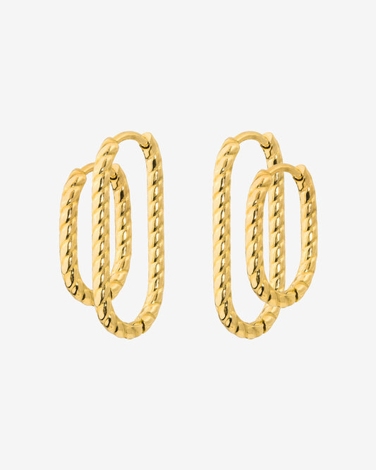 Oval Twisted Hoop Set Oro