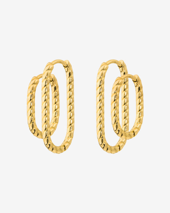 Oval Twisted Hoop Set Oro
