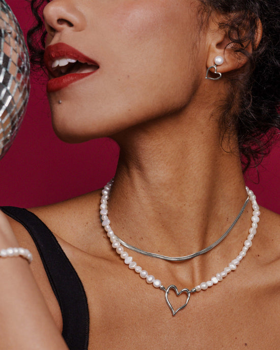 Melting Heart Pearl Collana Argento