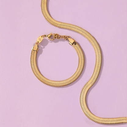 Bold Herringbone Bracciale Oro Rosa