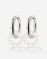 Pearly Donut Hoop Set Argento