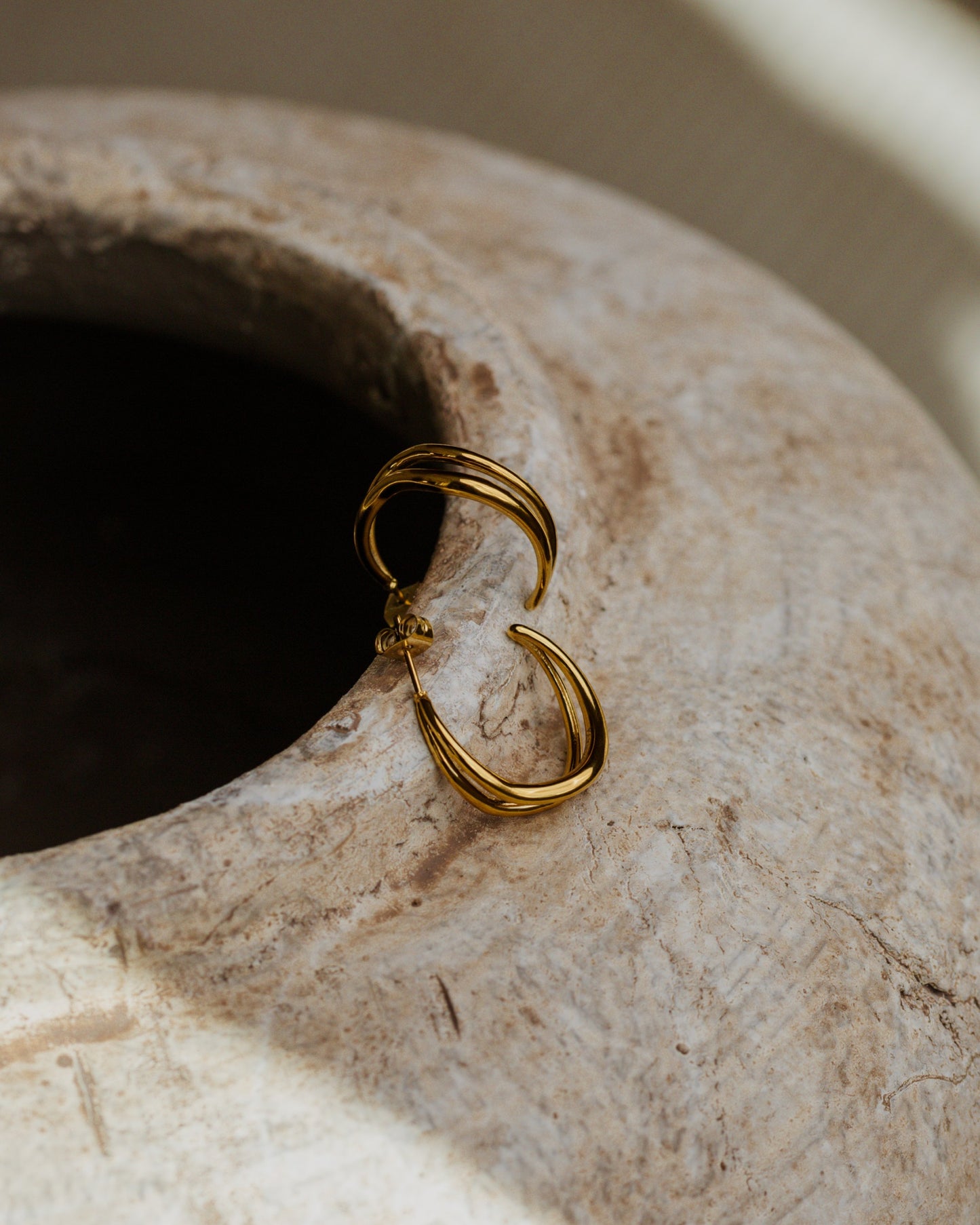 Tides Hoop Studs Oro Rosa