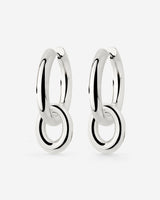 Chunky Oval Donut Hoop Set Medium Argento
