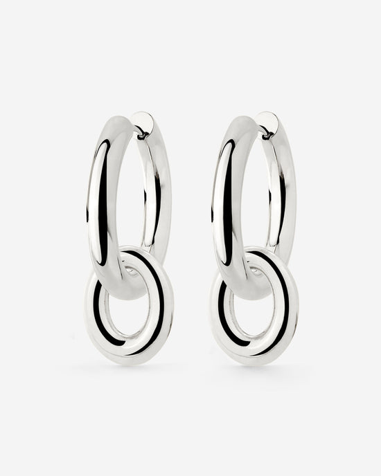 Chunky Oval Donut Hoop Set Medium Argento
