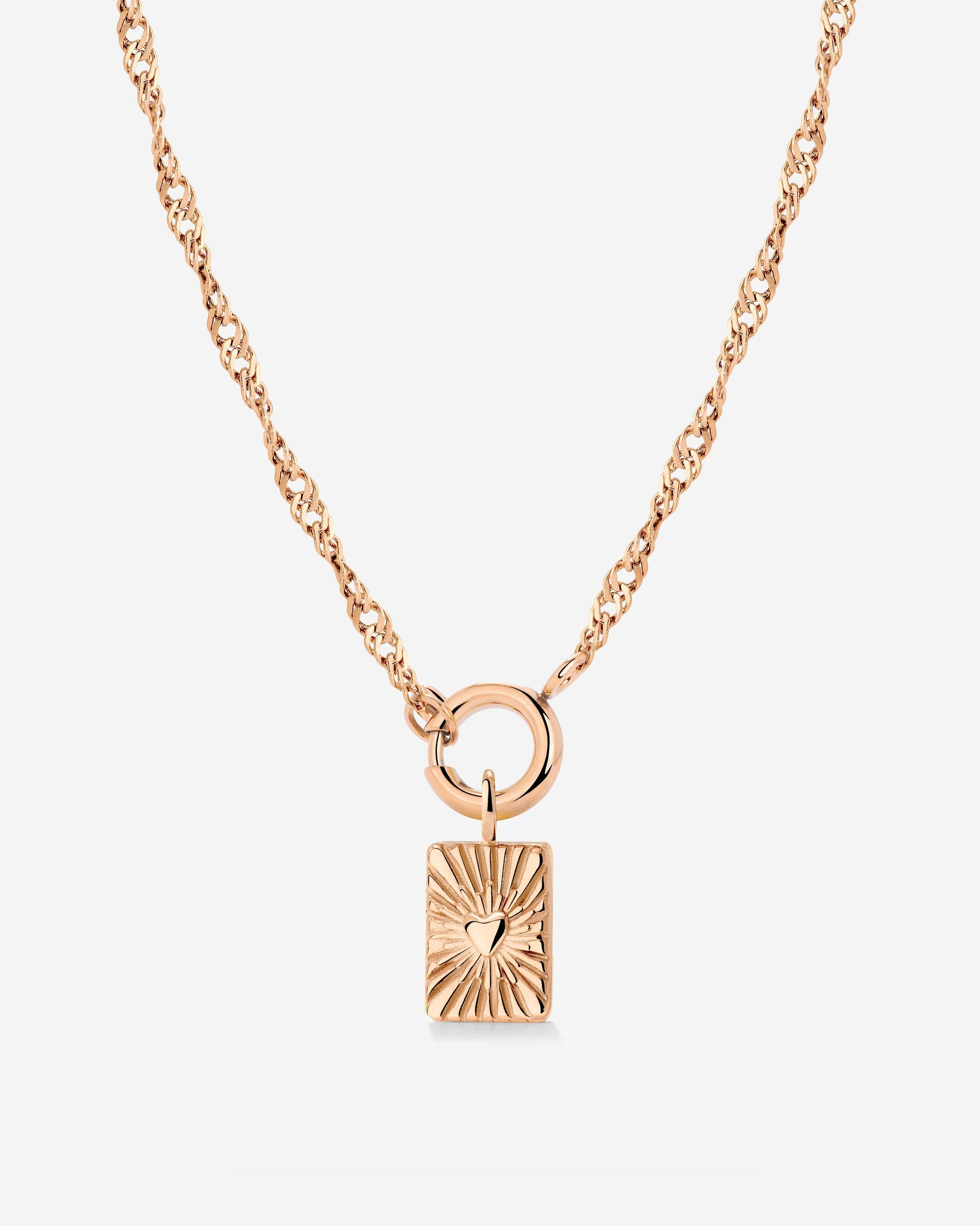 Glowing Heart Singapore Chain Collana Set Oro Rosa