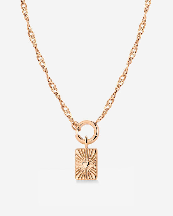 Glowing Heart Singapore Chain Collana Set Oro Rosa