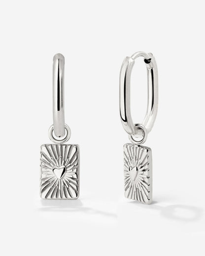 Glowing Heart Oval Hoop Set Baby Argento