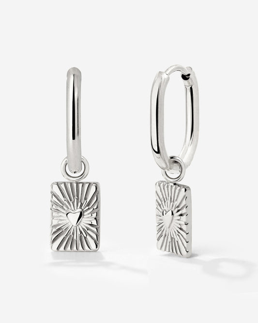 Glowing Heart Oval Hoop Set Baby Argento