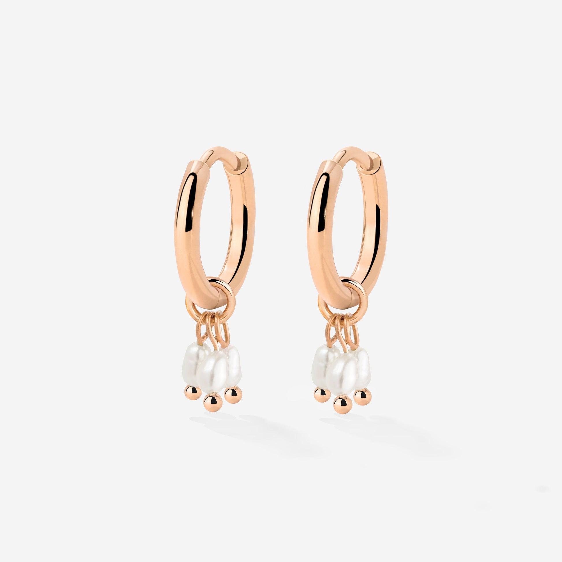 Tres Perlas Hoop Set Oro Rosa