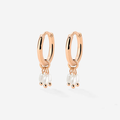 Tres Perlas Hoop Set Oro Rosa