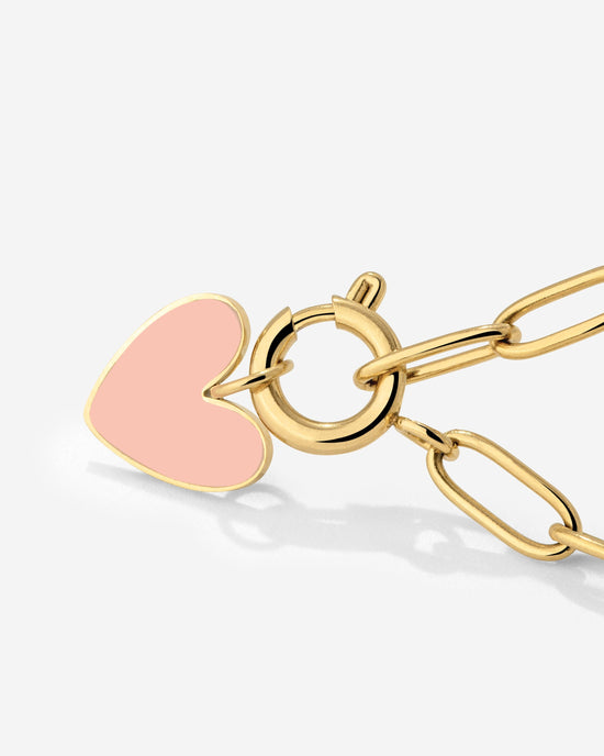 Pink Heart Oval Links Collana Set Oro