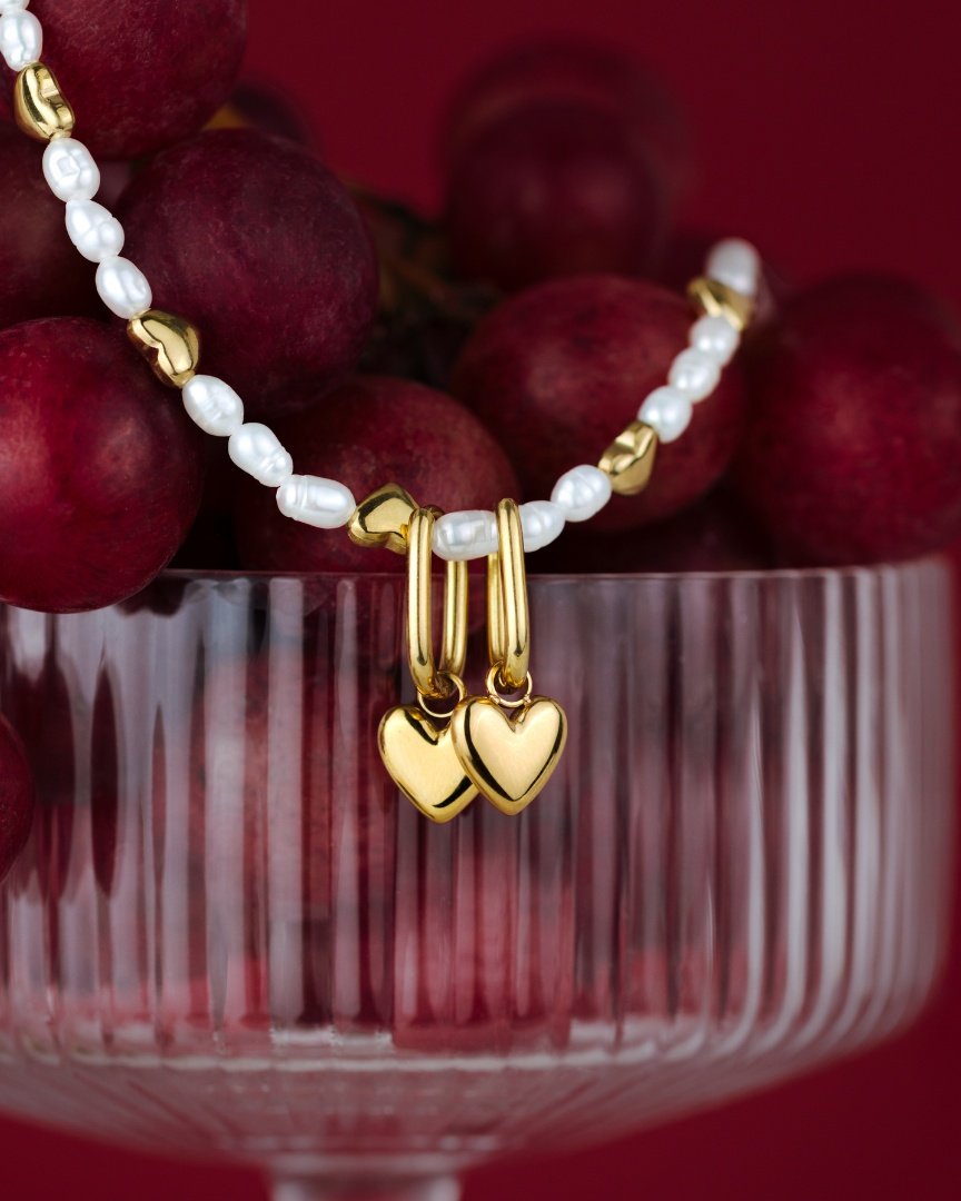 Lovely Heart Oval Hoop Set Baby Oro Rosa