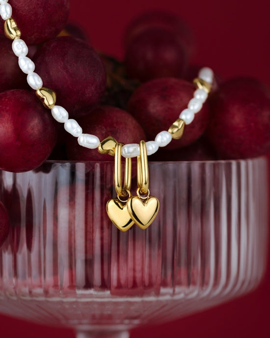 Lovely Heart Oval Hoop Set Baby Oro Rosa