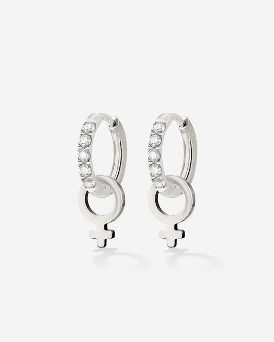 Female Icon Glimmer Hoop Set Baby Argento