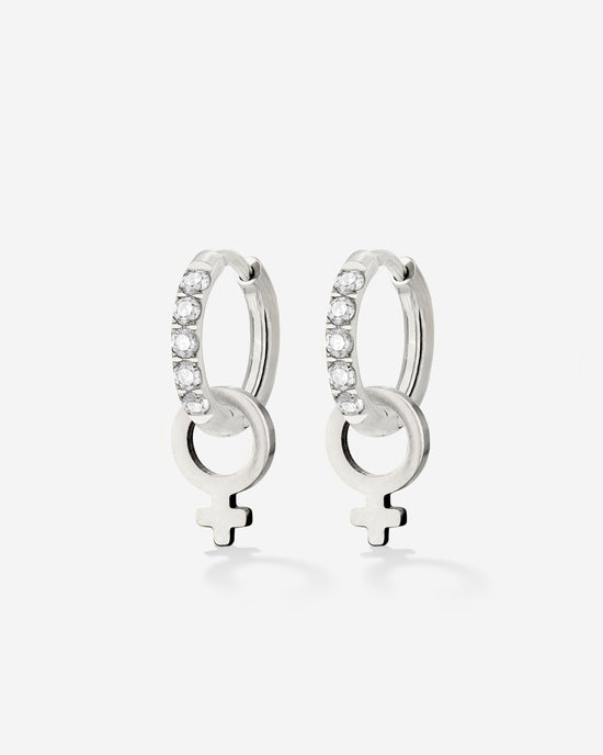 Female Icon Glimmer Hoop Set Baby Argento