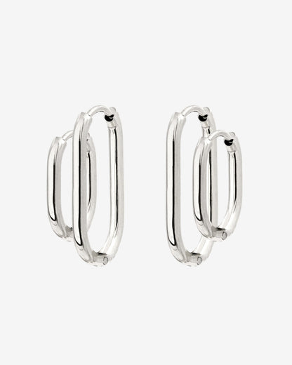 Oval Clean Hoop Set Argento