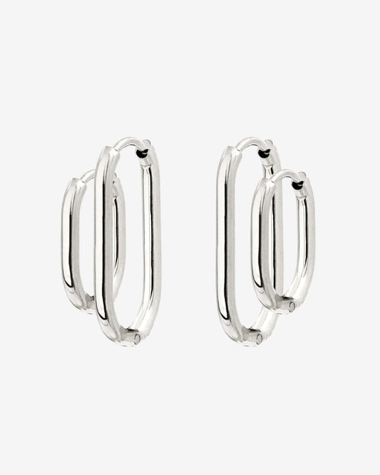 Oval Clean Hoop Set Argento