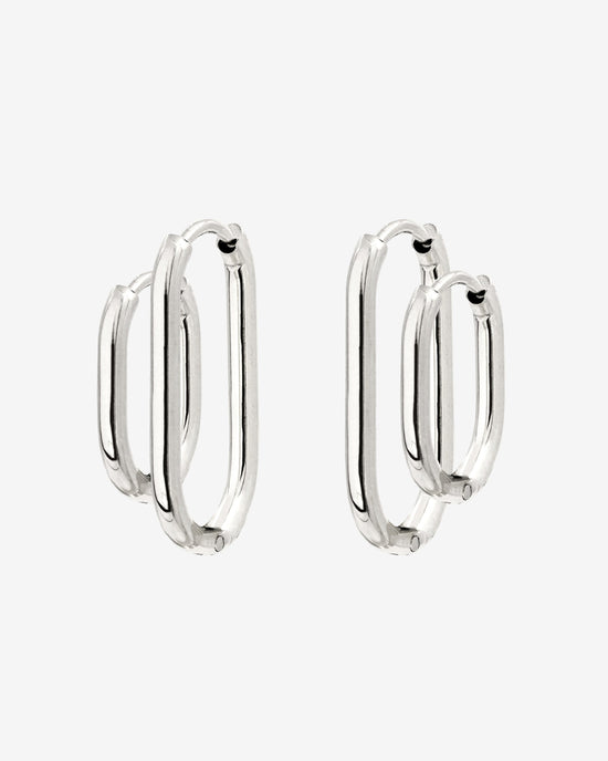 Oval Clean Hoop Set Argento