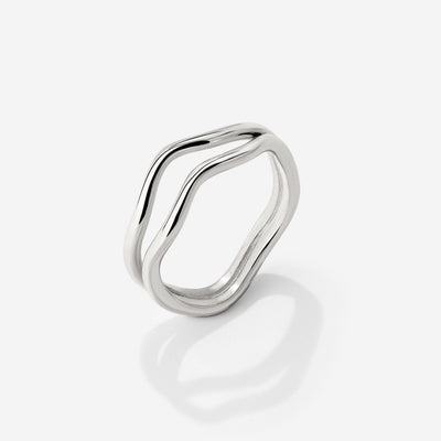 Double Wave Anello Argento