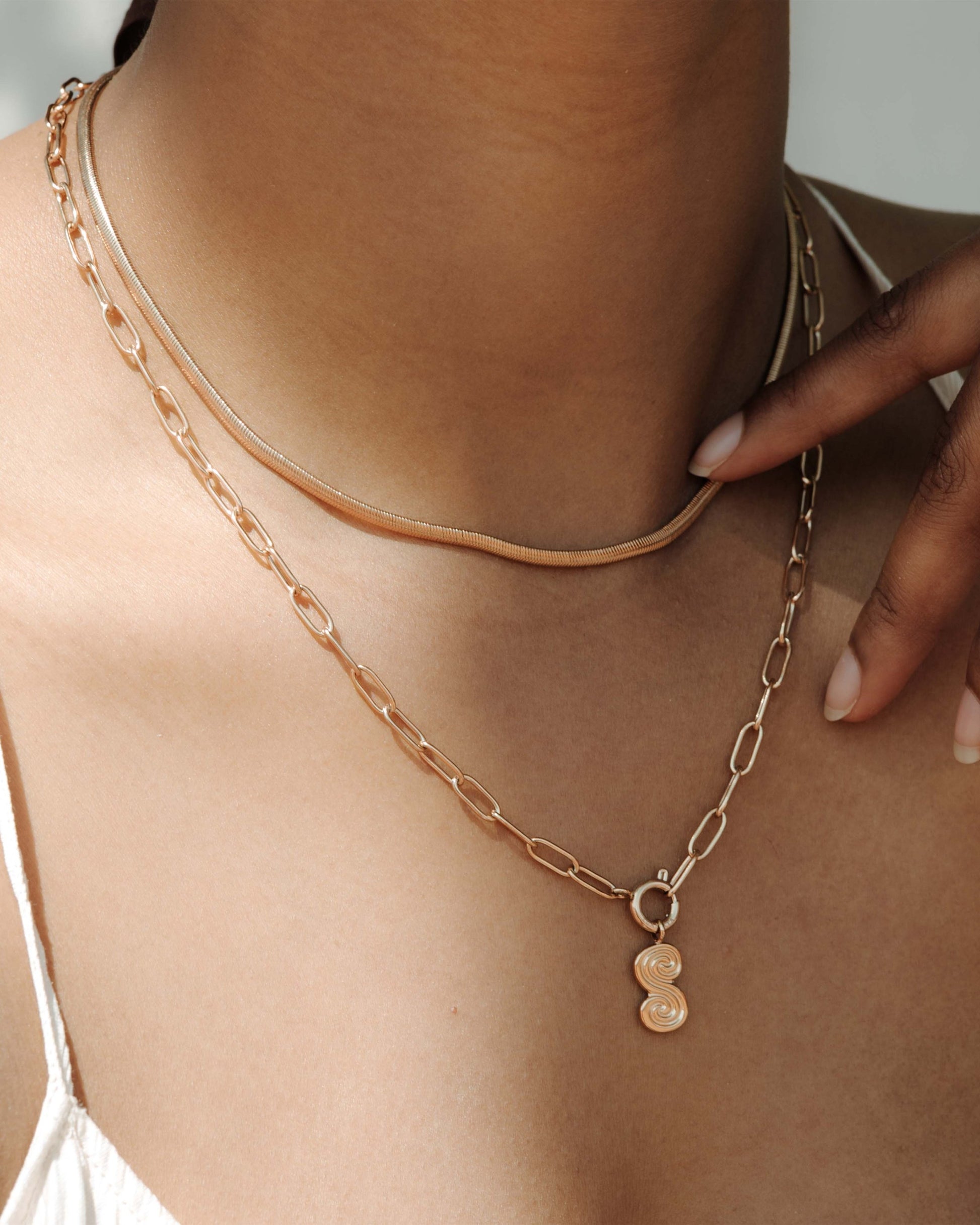 Serpent's Whisper Oval Links Collana Set Oro Rosa