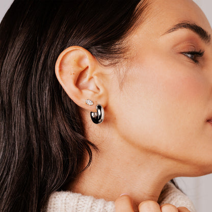 Bulky Hoop Studs Argento