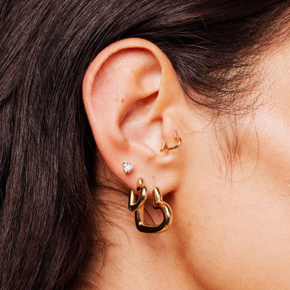 Phat Heart Hoops Small Oro Rosa