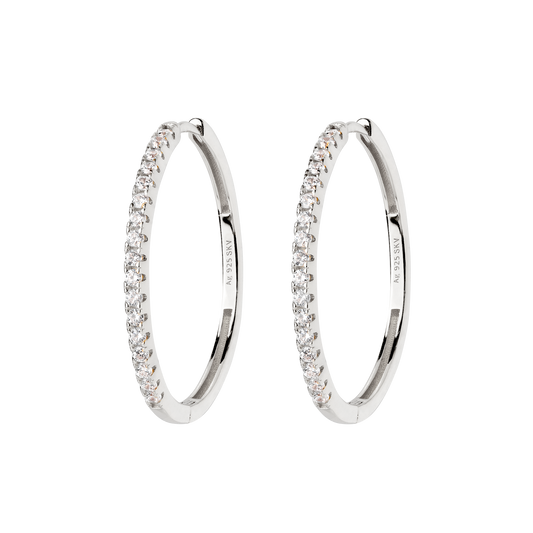 Delicate Sparkle Hoops Large Argento