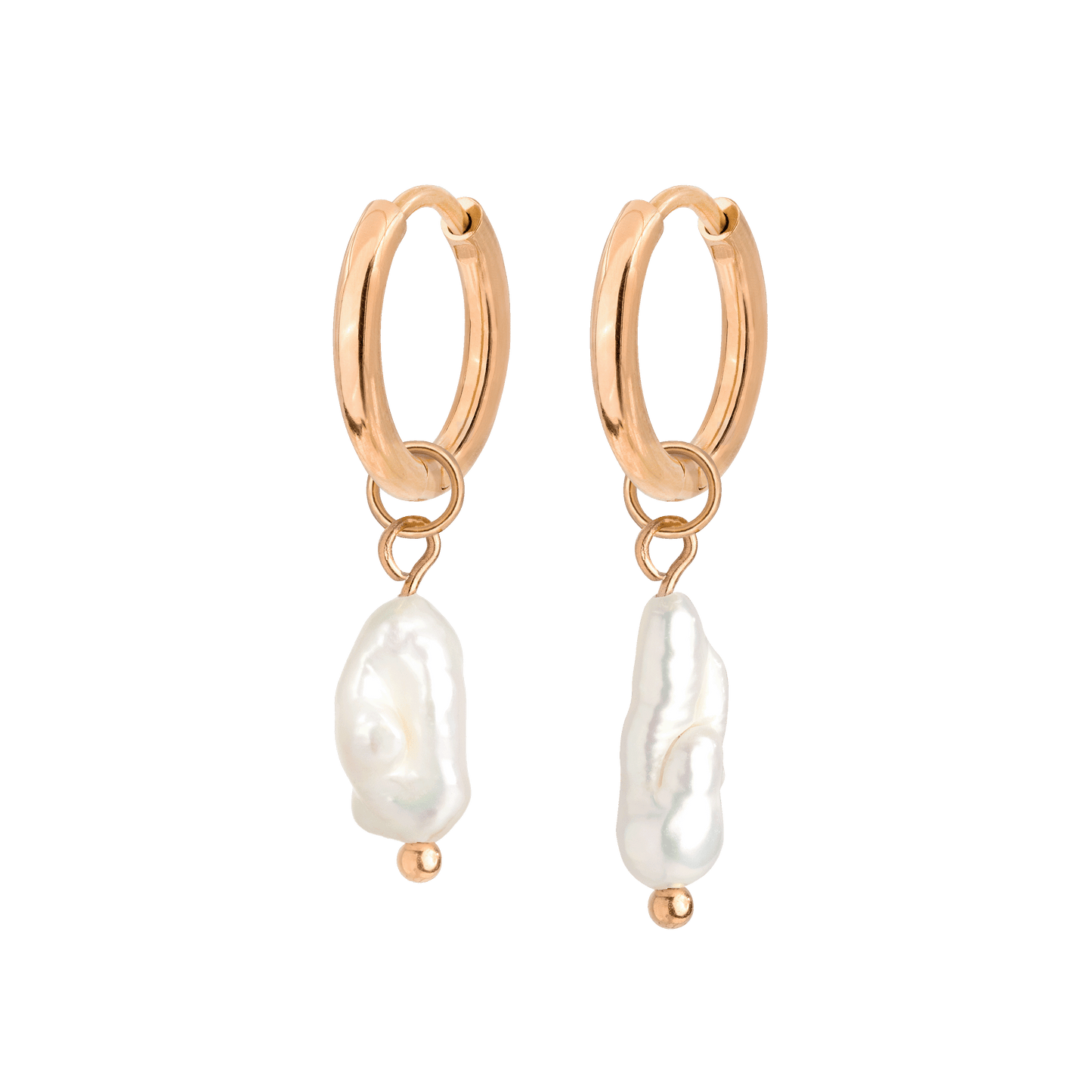 Lisas Power Pearl Hoop Set Oro Rosa