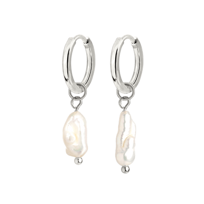 Lisas Power Pearl Hoop Set Argento