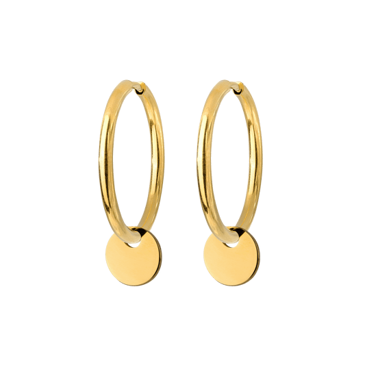 Little Coin Hoop Set Large Oro
