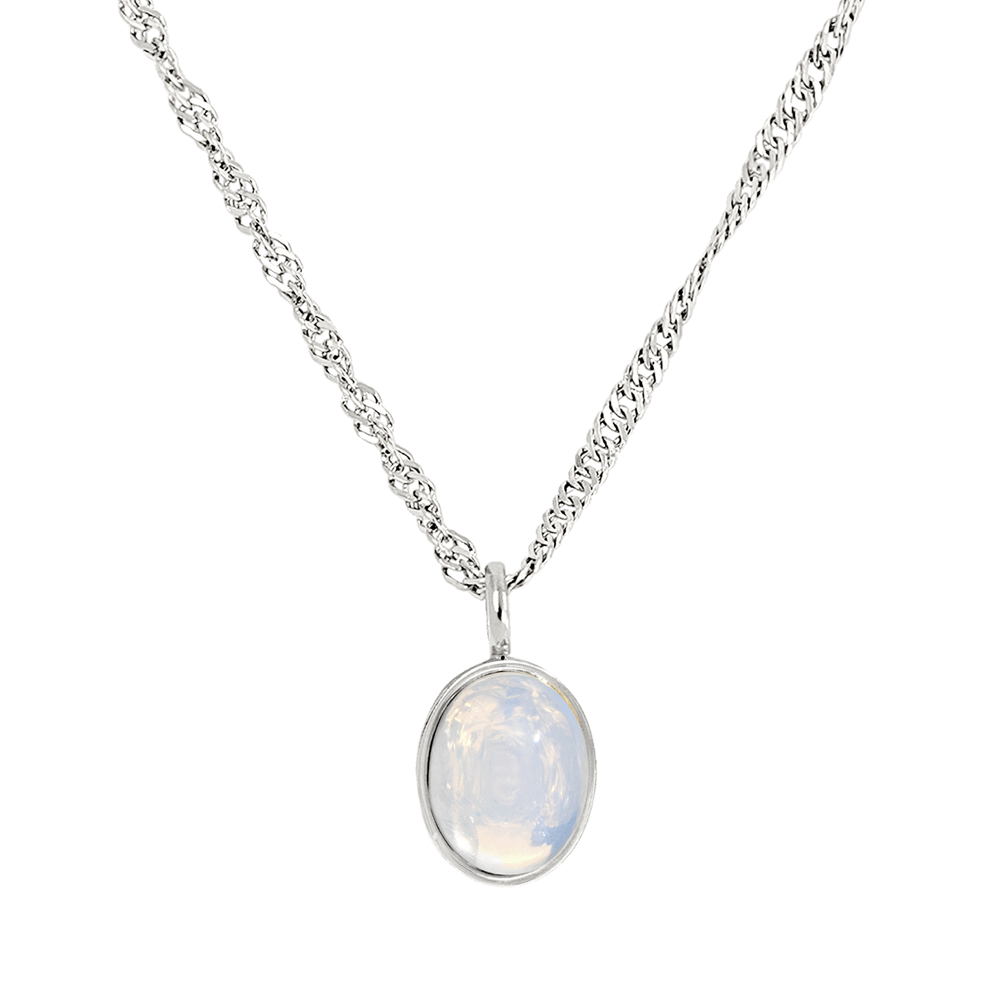 Oval Pendant Collana Argento