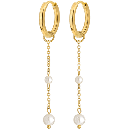 Pearl Allure Hoop Set Small Oro