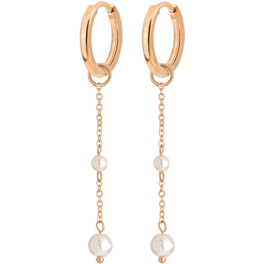 Pearl Allure Hoop Set Small Oro Rosa