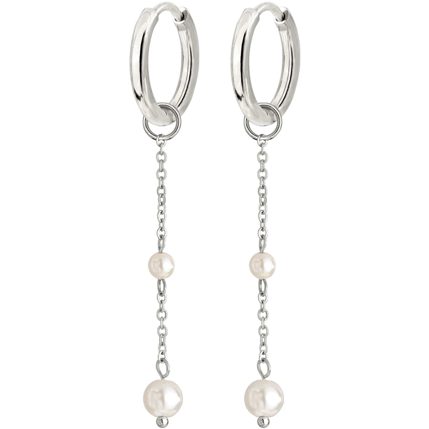 Pearl Allure Hoop Set Small Argento