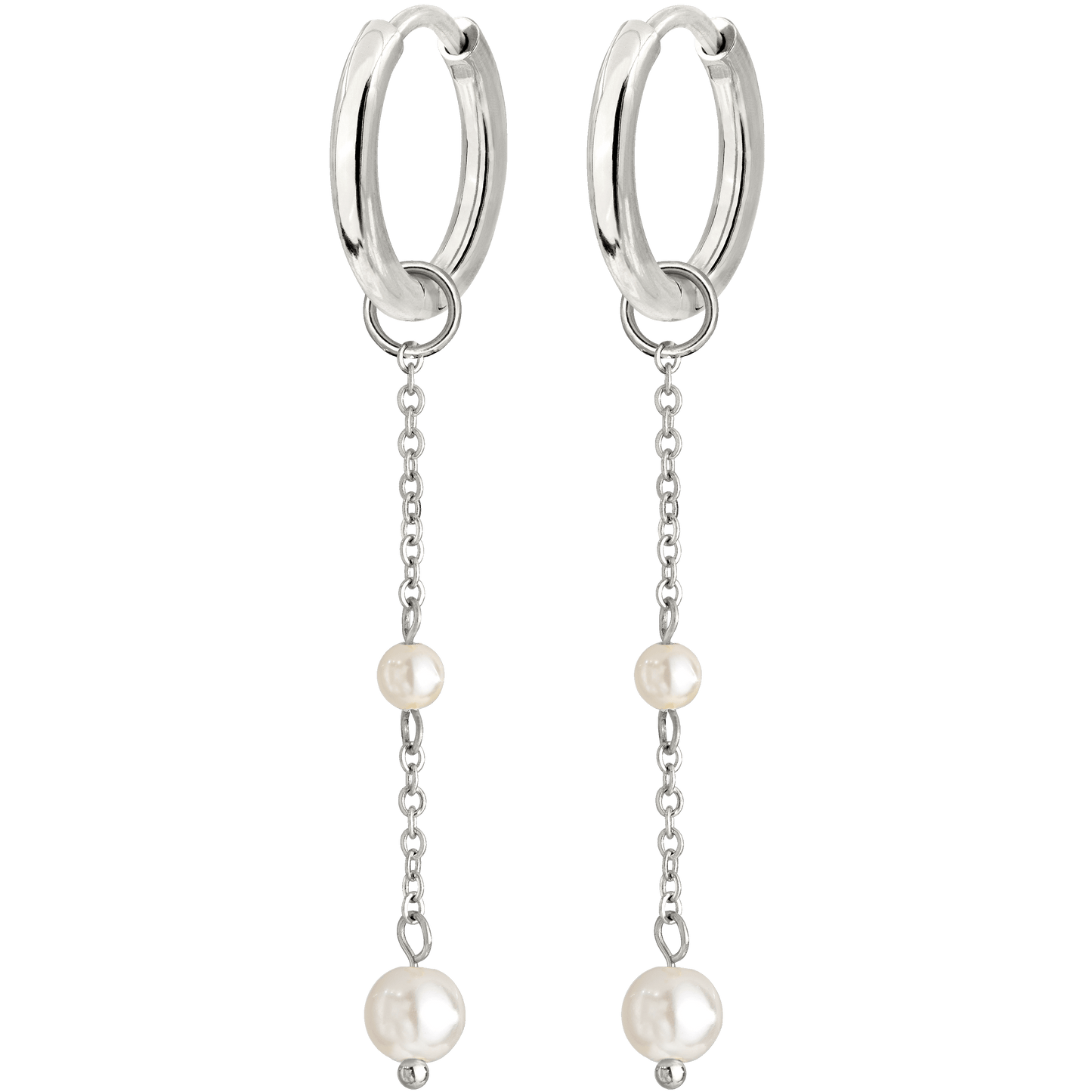 Pearl Allure Hoop Set Small Argento