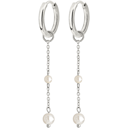 Pearl Allure Hoop Set Small Argento