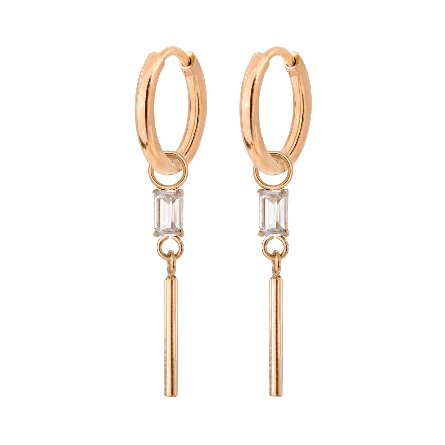 Stick and Stone Hoop Set Small Oro Rosa