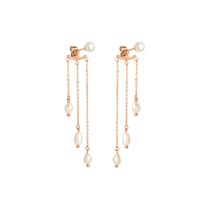 Annas Sparkle Pearl Studs Oro Rosa