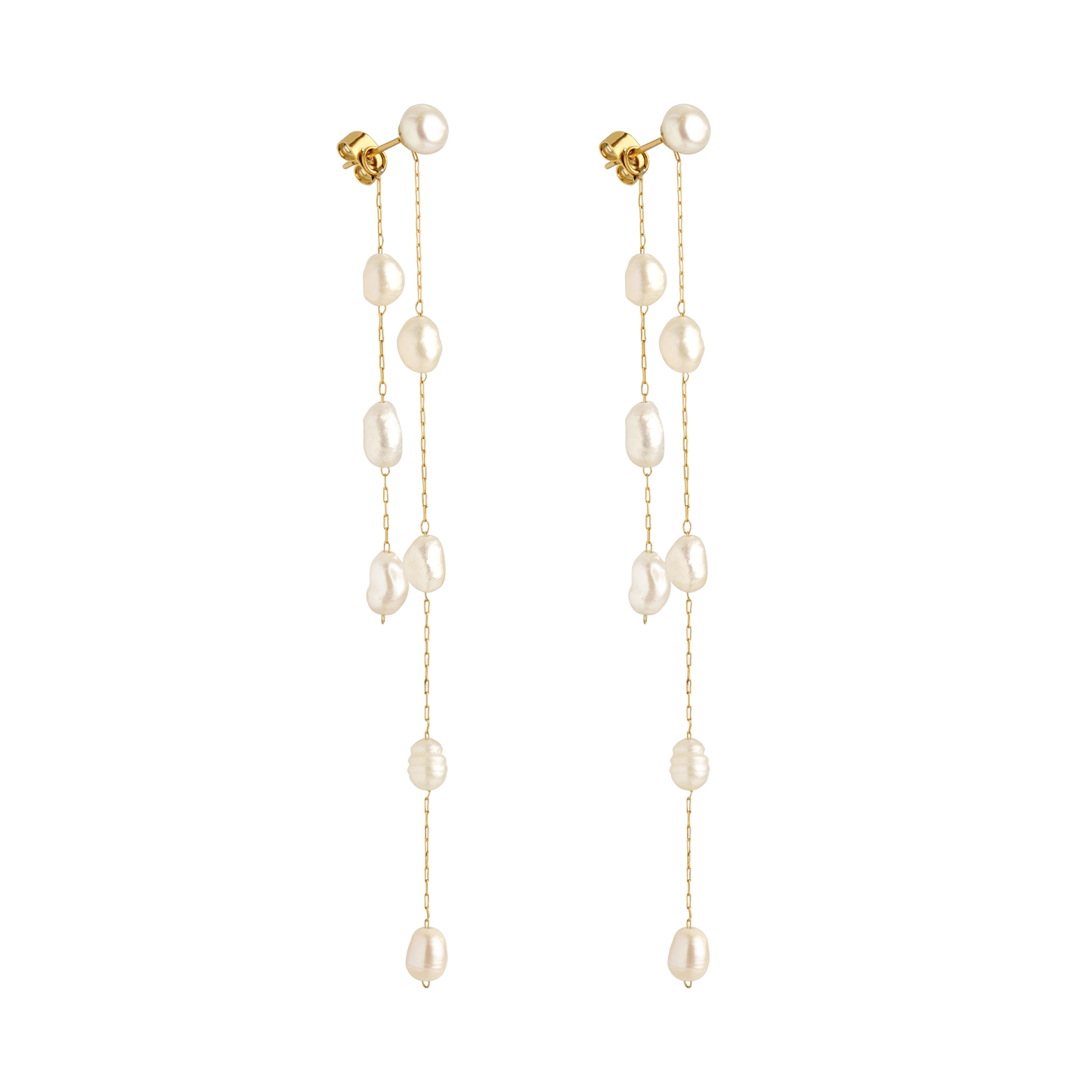 Jules Unique Pearl Falls Studs Oro