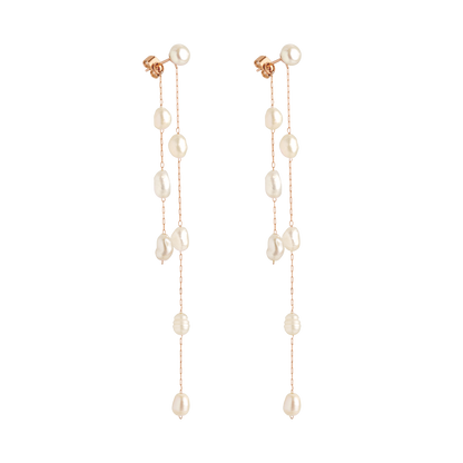 Jules Unique Pearl Fall Studs Oro Rosa