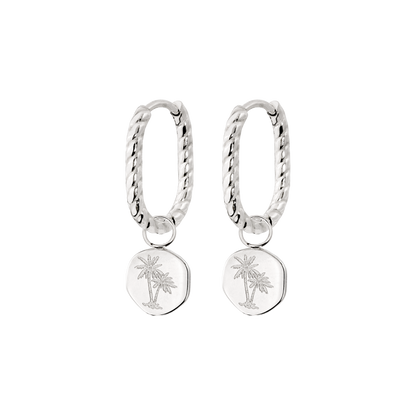Palmera Coin Oval Twisted Hoop Set Baby Argento