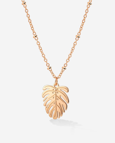 Monstera Leaf Collana Oro Rosa