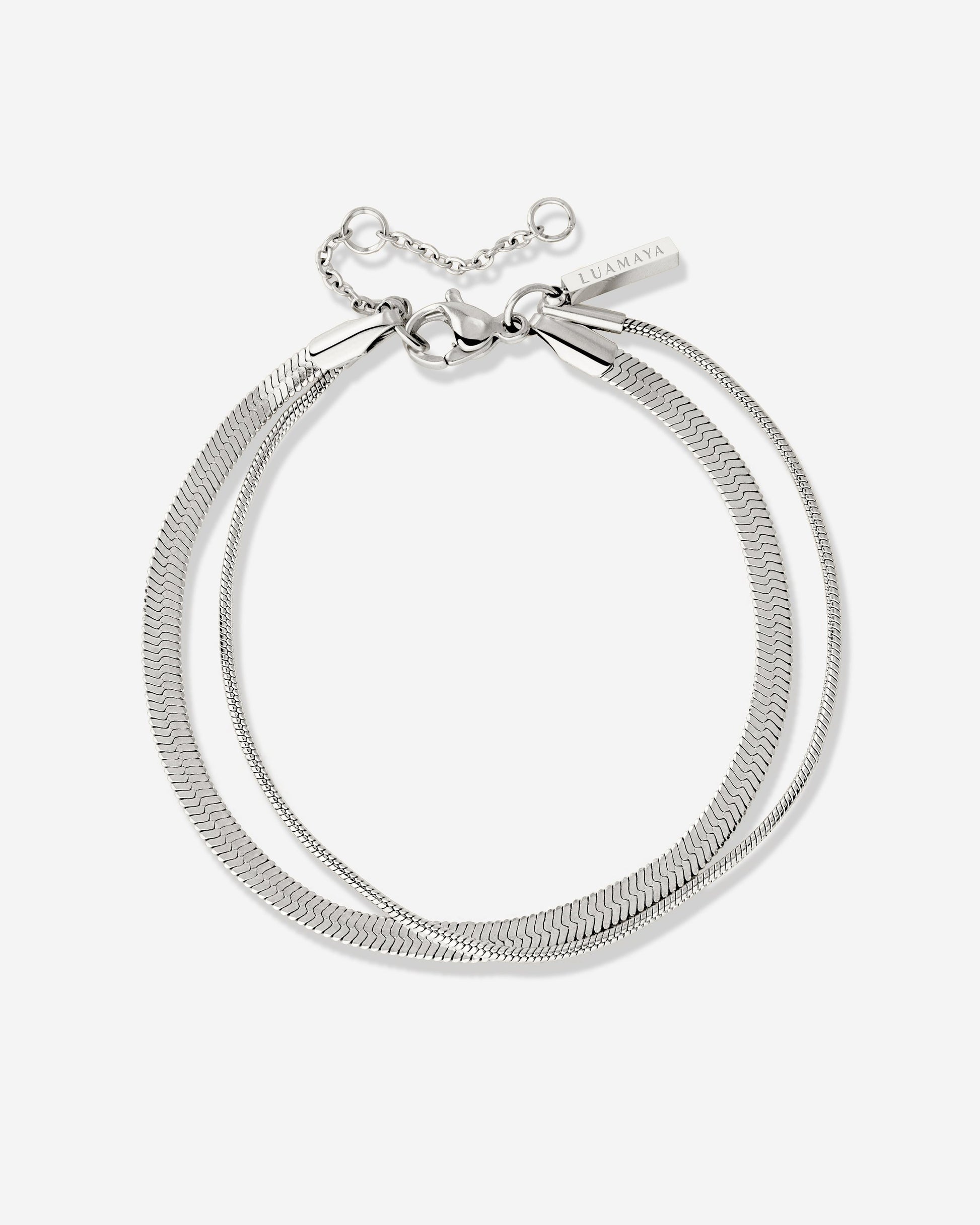 Snake Chain Double Bracelet Argento