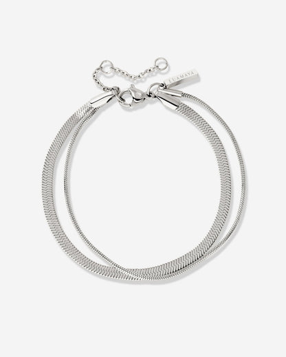 Snake Chain Double Bracelet Argento