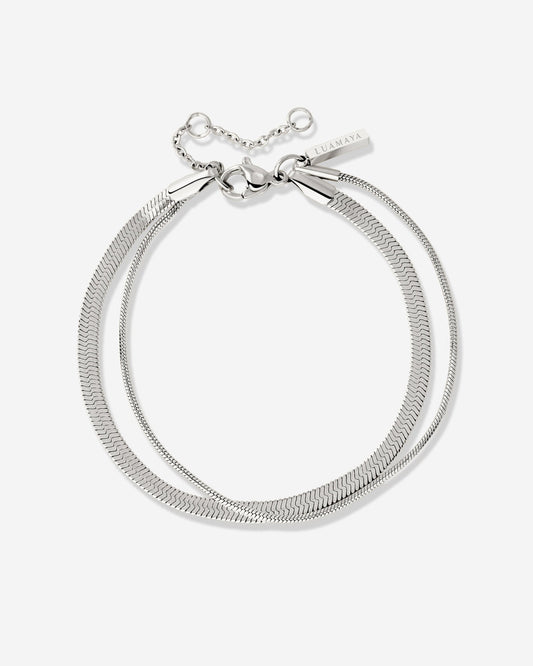 Snake Chain Double Bracelet Argento