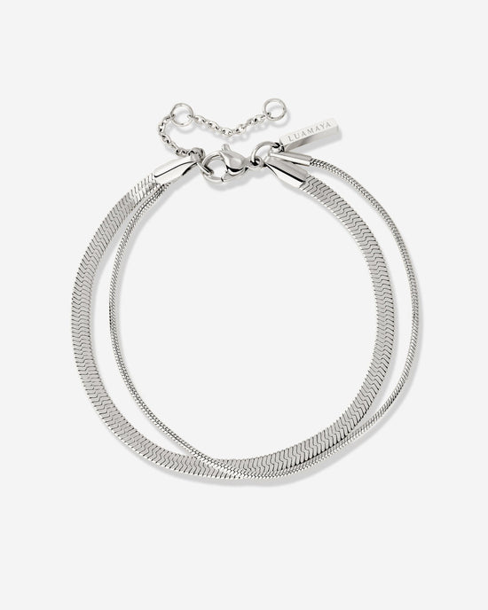 Snake Chain Double Bracelet Argento